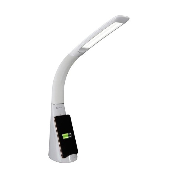 Ottlite Technologies Lamp, w/Wireless Charging, 5inx4inBase, 12in-22inH, White OTTSCNQC00S - main